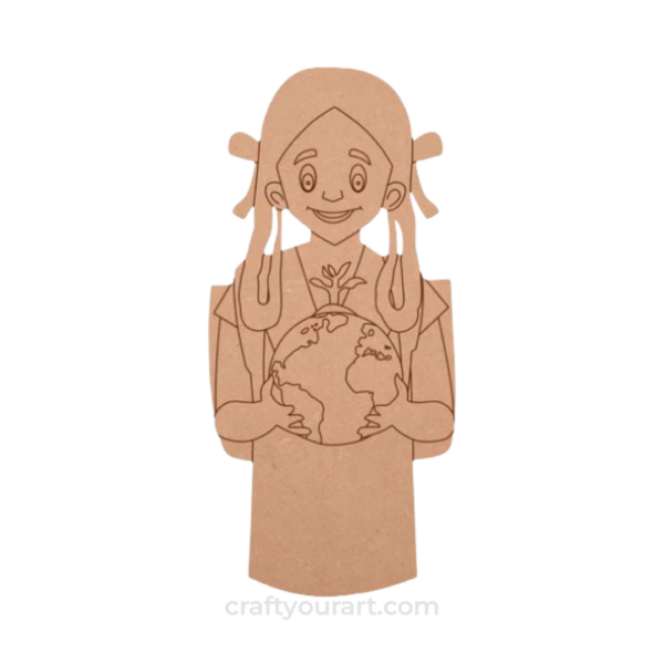 School girl with Earth