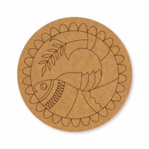 Madhubani Fish premarked Round design 2