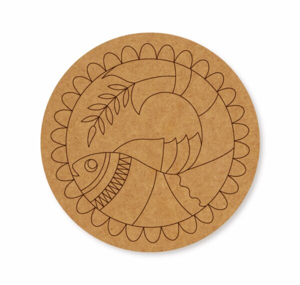 Madhubani Fish premarked Round design 2