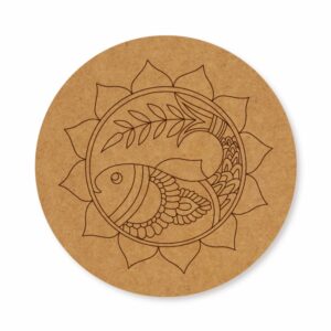 Madhubani Fish premarked Round design 1
