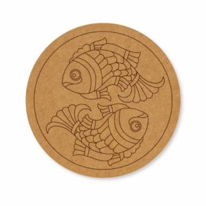 Madhubani Fish premarked Round design 3