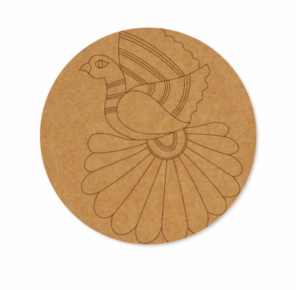 Madhubani peacock premarked Round design 4