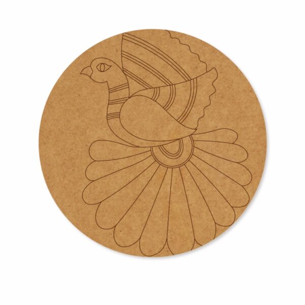 Madhubani peacock premarked Round design 4
