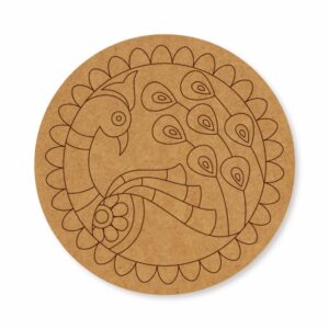 Madhubani peacock premarked Round design 5