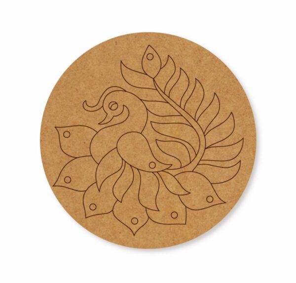 Madhubani peacock premarked Round design 6