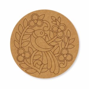 Madhubani peacock premarked Round design 1