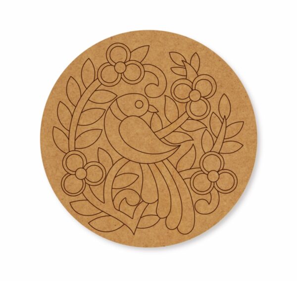 Madhubani peacock premarked Round design 1