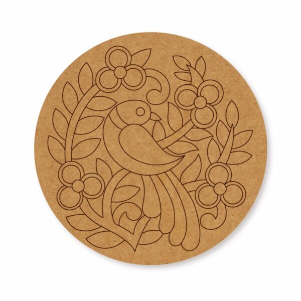 Madhubani peacock premarked Round design 1
