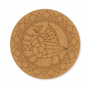 Madhubani peacock premarked Round design 2