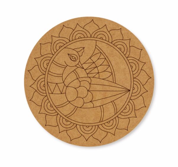 Madhubani peacock premarked Round design 2