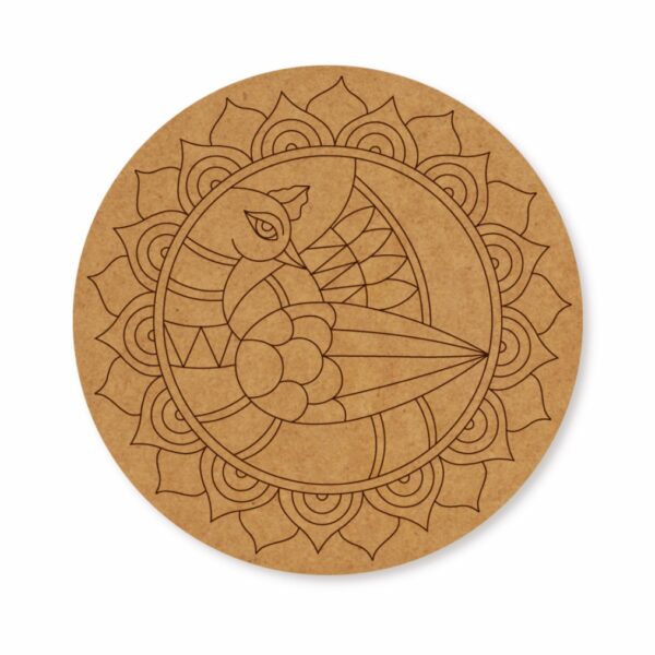 Madhubani peacock premarked Round design 2