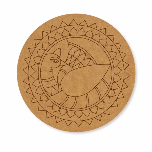 Madhubani peacock premarked Round design 7
