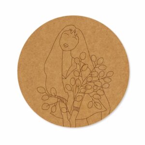 Girl with leaves premarked Round design 4