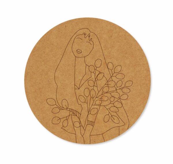 Girl with leaves premarked Round design 4