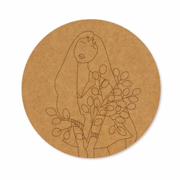 Girl with leaves premarked Round design 4
