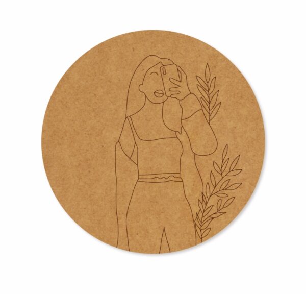 Girl with leaves premarked Round design 2