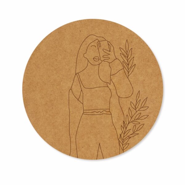 Girl with leaves premarked Round design 2
