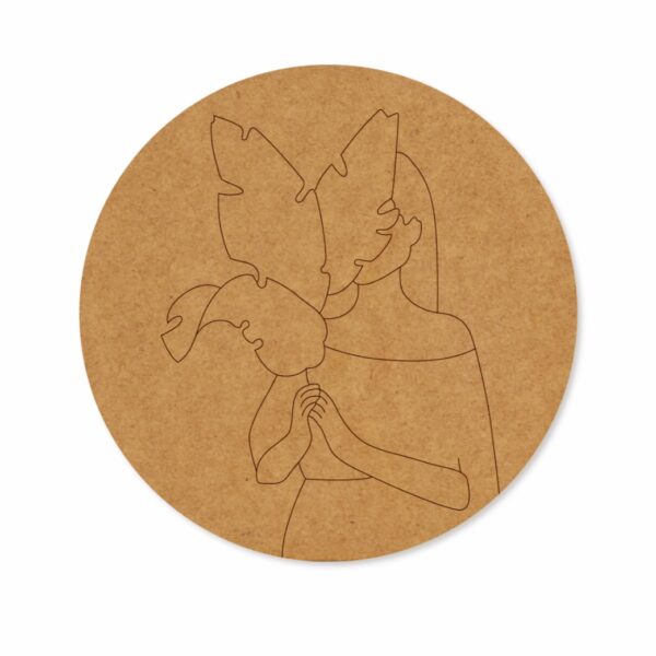 Girl with leaves premarked Round design 3