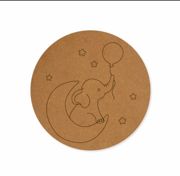 Elephant with balloon premarked Round design 1