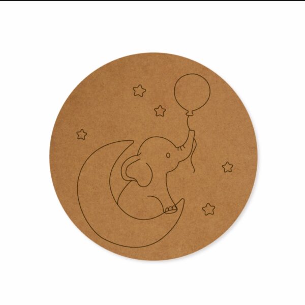 Elephant with balloon premarked Round design 1