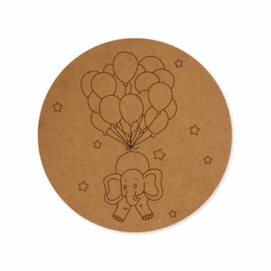 Elephant with balloon premarked Round design 2