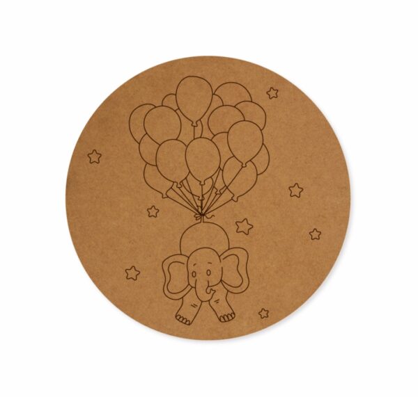 Elephant with balloon premarked Round design 2