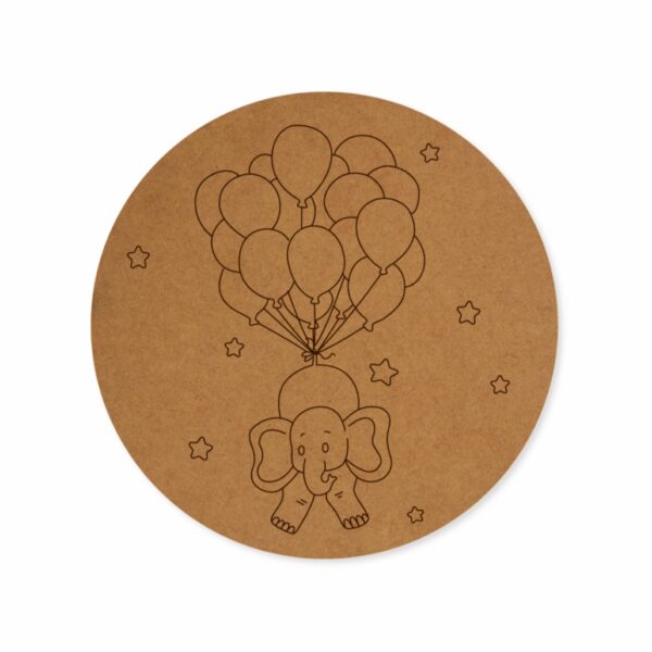 Elephant with balloon premarked Round design 2