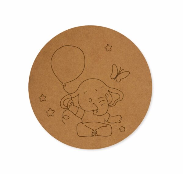 Elephant with balloon premarked Round design 3