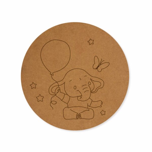 Elephant with balloon premarked Round design 3