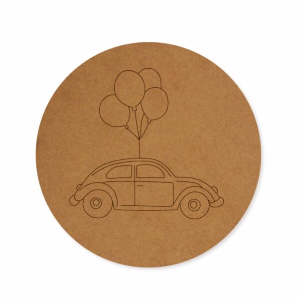 Car with balloon premarked Round design 1