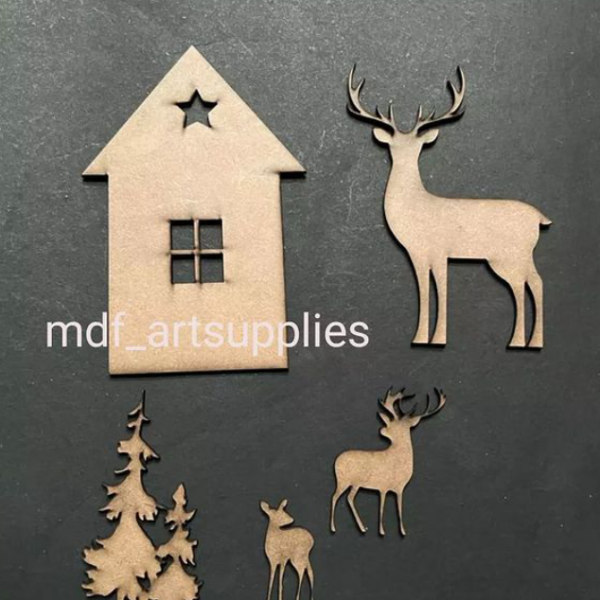 Christmas Embellishments Decor Reindeer And Christmas Tree