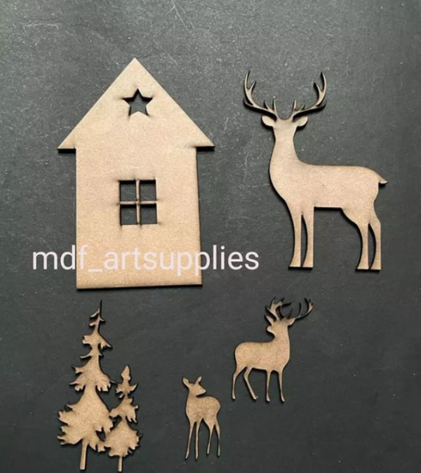 Christmas Embellishments Decor Reindeer And Christmas Tree