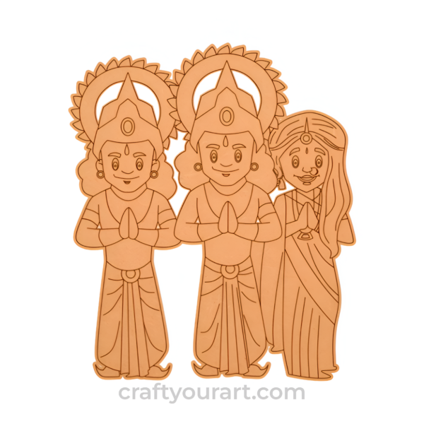 Shri Ram , Sita & Laxman Pre Marked MDF Design 1