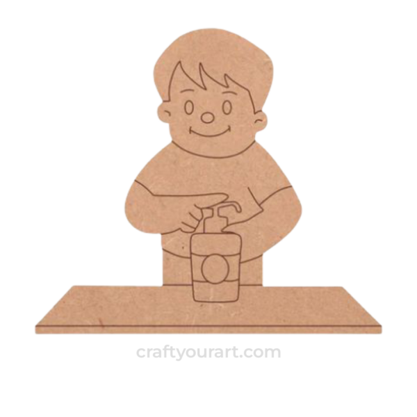 Boy using sanitizer design