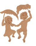 Girl And Boy Playing With Leaves Pre Marked MDf Design 1