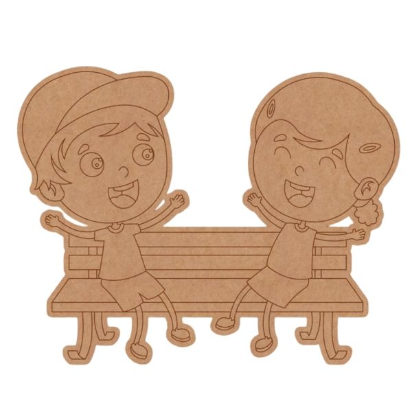 Girl And Boy Sitting On Bench design 1