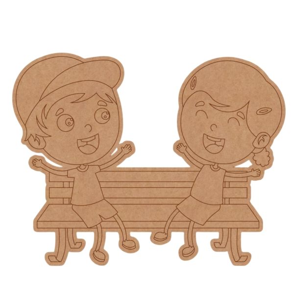 Girl And Boy Sitting On Bench design 1