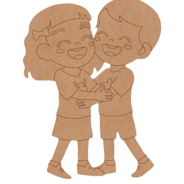 Girl And Boy Hugging Pre Marked Mdf design