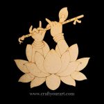 Lotus Hand With Mor Pankh Basuri Pre Marked MDF Design 1