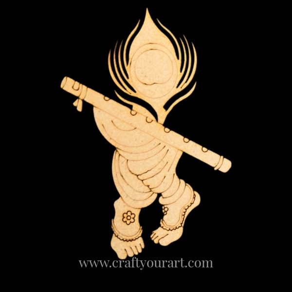 Krishna Feet With Mor Pankh Basuri Pre Marked MDF Design 1
