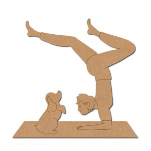 Yoga Man With Dog Pre Marked MDF Design 1