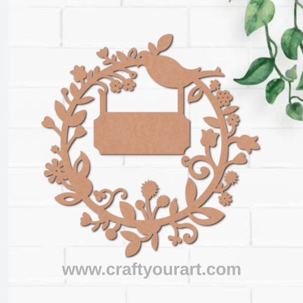 Bird Flower Leaves Nameplate MDF Design 1 (Copy)