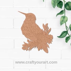 Humming Bird With Flowers Pre Marked MDF Design 1