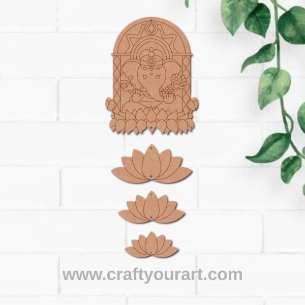 Ganesha Lotus Hanging Pre Marked MDF Design 1