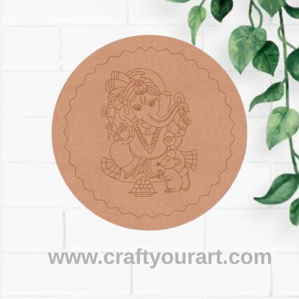 Ganesha Pre Marked Round MDF Design 1