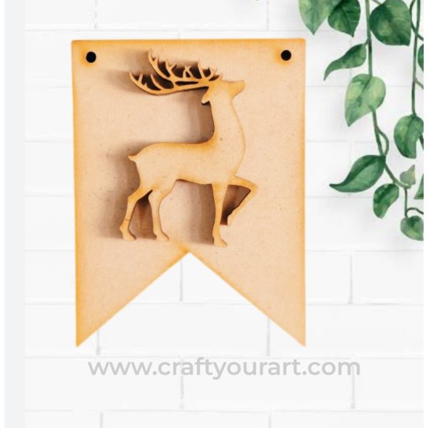 2 Layer Reindeer Christmas MDF Bunting