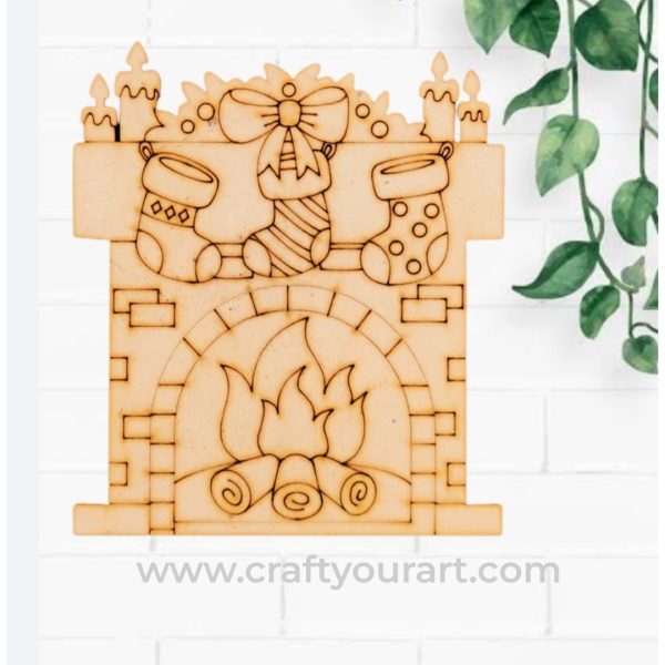 Christmas Fireplace Decor Pre Marked Design 1