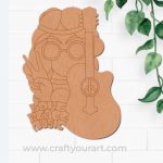 Girl With Guitar Pre Marked MDF Design 1