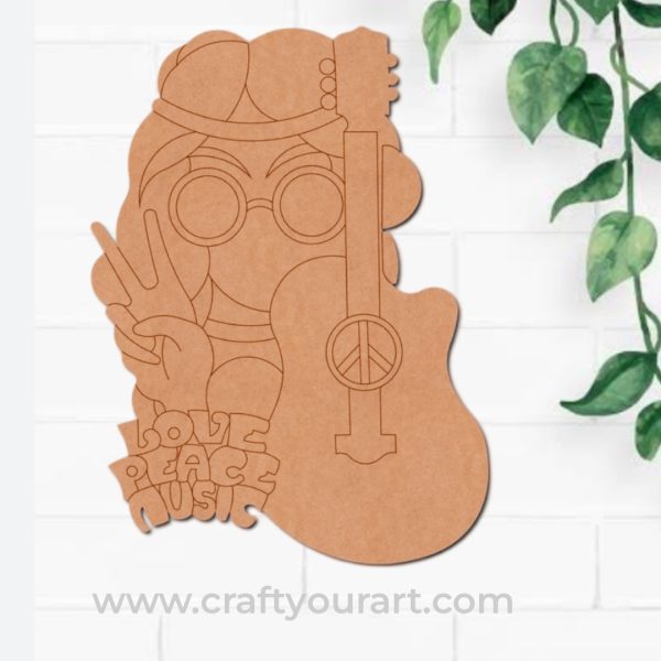 Girl With Guitar Pre Marked MDF Design 1