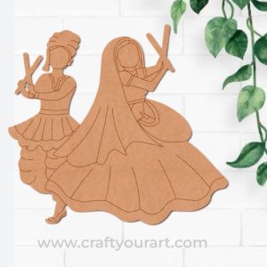Couple Playing Dandiya Pre Marked MDF Design 1